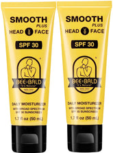 Bee Bald Smooth Plus head and face moisturizer bottle front view with SPF 30 protection.