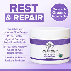 BeeFriendly USDA organic cert logo reinforces trusted, natural skincare credentials.