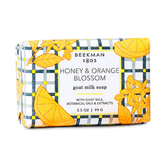 Beekman 1802 goat milk soap bar with honey orange blossom for daily moisturizing.