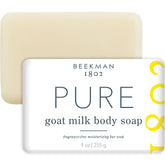 Beekman 1802 barra de jabón leche de cabra con aceites botánicos y manteca de karité para piel suave.