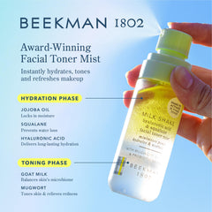 Milk Shake Mist being sprayed for makeup setting and daytime hydration