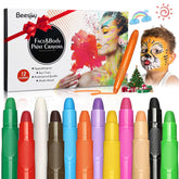 Beesjuy 12-color face paint palette for creative kids' makeup sessions.
