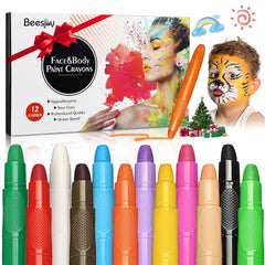 Beesjuy 12-color face paint palette for creative kids' makeup sessions.