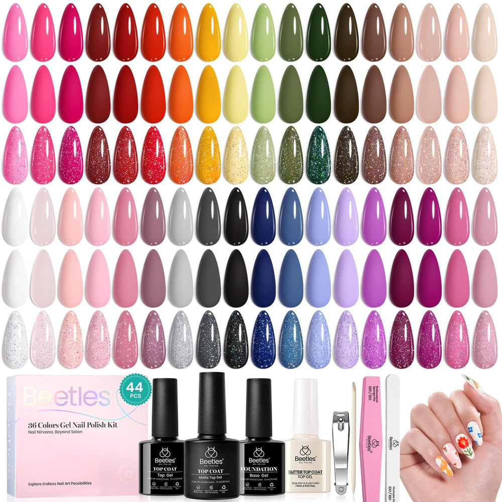 Beetles 36-color gel polish collection for versatile nail art.