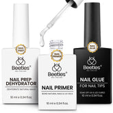 Beetles 9-in-1 gel nail glue kit bottle close-up for versatile nail prep.
