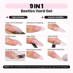 Beetles apex-building and C-curve shaping on natural nails for structure.