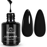 Beetles Audrey Black gel polish bottle shows bold color for long-lasting nails.
