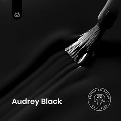 Beetles Audrey Black gel polish swatch displays deep gloss and even coverage.