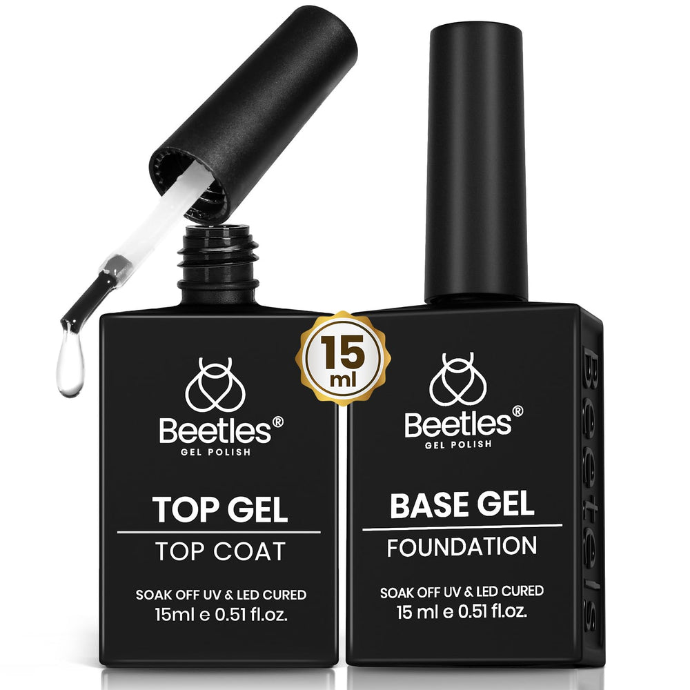 Beetles Base Coat No-Wipe 15ml bottle for long-lasting manicure.