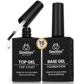 Beetles Base Coat No-Wipe 15ml bottle for long-lasting manicure.