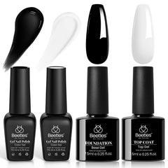 Beetles Black White Gel Polish Kit front view for at-home salon-quality nails.