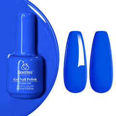 Beetles Blue Gel Nail Polish in electric punk bright blue for bold DIY nails