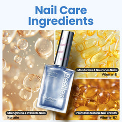 Beetles Pearl Blue Nail Polish cap detail reveals a high-gloss effect.