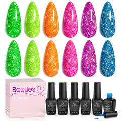 Beetles Gel Polish, conjunto de brillo neón para uñas, ideal para fiestas.