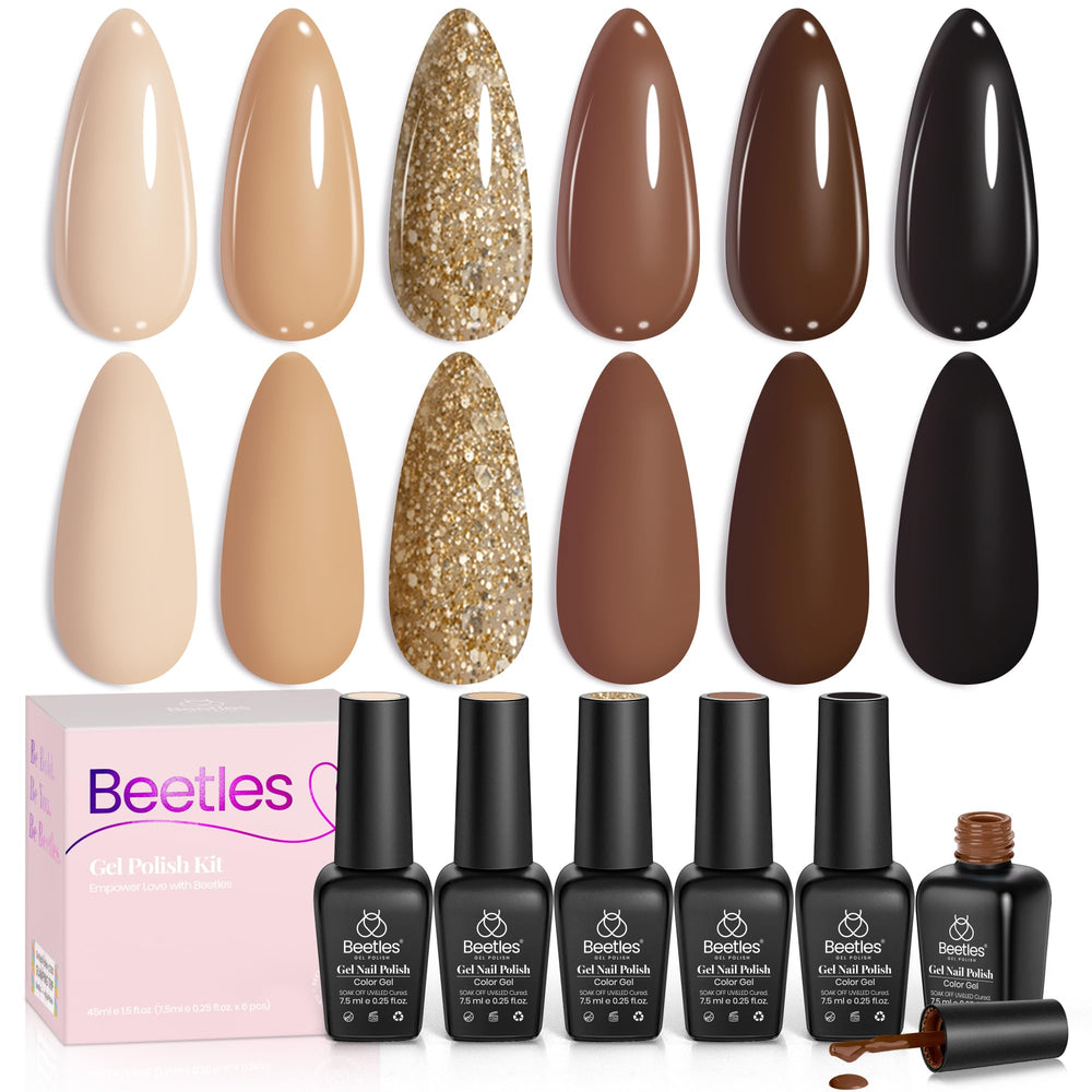 Beetles Gel Polish marrón, tono chocolate: acabado elegante para uñas duraderas.