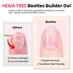 Beetles Builder Gel 8-in-1 application highlights versatile nail building options.