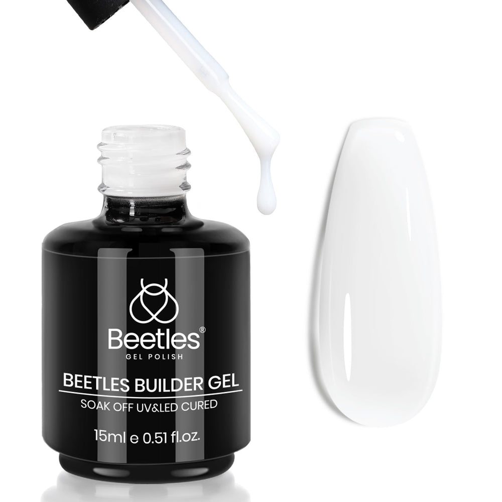 Beetles Builder Gel blanco lechoso para extensiones duraderas en uñas
