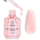 Beetles Builder Gel Pristine Grace bottle showing HEMA-free formula for safe at-home manicures.