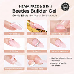 Beetles builder gel nude blends naturally for seamless overlays.