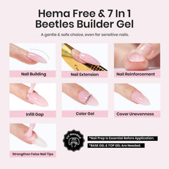 Beetles Builder Gel Set sin HEMA, ideal para piel sensible.