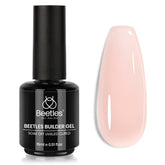 Beetles Builder Gel para uñas con cobertura nude translúcido, acabado natural.