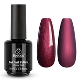 Beetles Burgundy Glitter Gel muestra brillo duradero para uñas