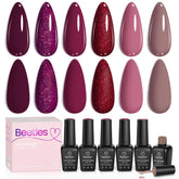 Beetles Burgundy Gel Polish: botellas en estuche para un color intenso.
