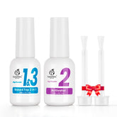 Beetles Dip: botellas del set con base y activador para un acabado natural y duradero.