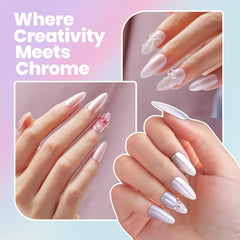 Efecto nacarado aurora en uñas con Beetles polvo cromo