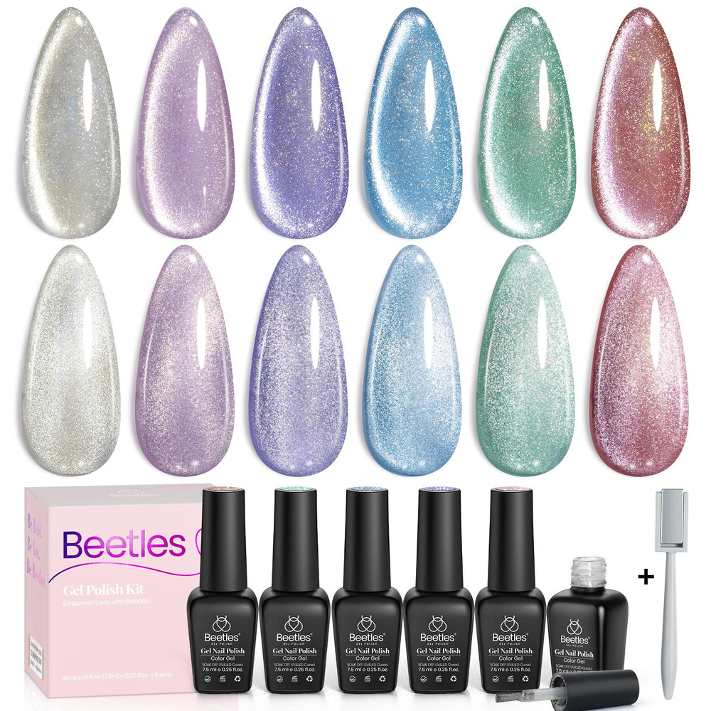 Esmalte gel ojo de gato plateado de Beetles para brillo duradero.