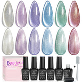 Esmalte gel ojo de gato plateado de Beetles para brillo duradero.