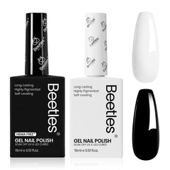 Beetles Esmalte Gel monocromo negro y blanco de 15ml con acabado duradero