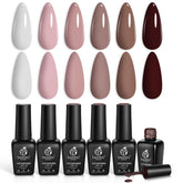 Beetles Esmalte Gel Neutral: set de 6 colores para uñas elegantes.