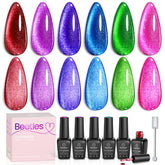 Beetles esmalte gel ojo de gato morado, acabado brillante y efecto focal para looks audaces