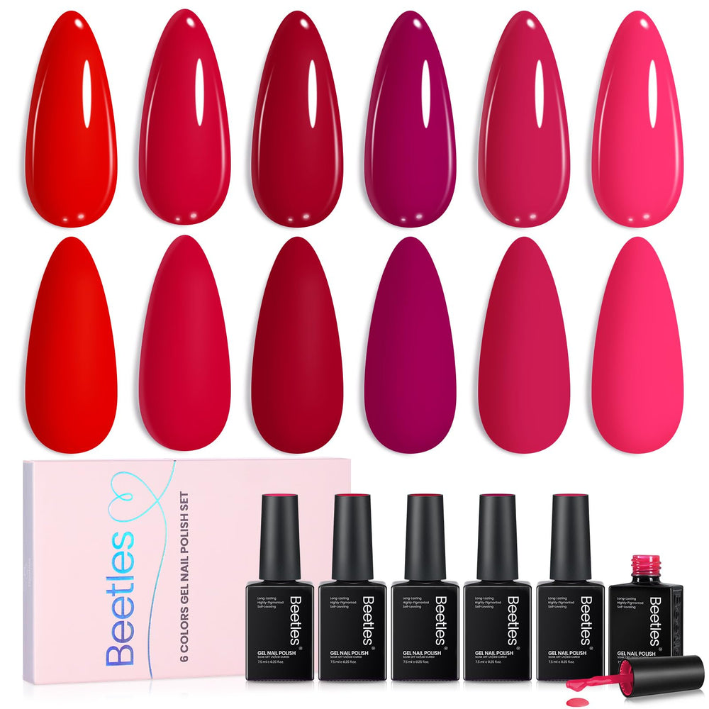 Beetles Gel Polish Horizonte Carmesí: 6 colores para uñas brillantes en casa.