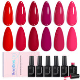 Beetles Gel Polish Horizonte Carmesí: 6 colores para uñas brillantes en casa.