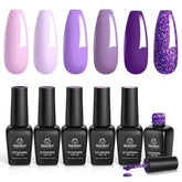 Beetles esmalte gel uñas violeta, color intenso para uso diario.