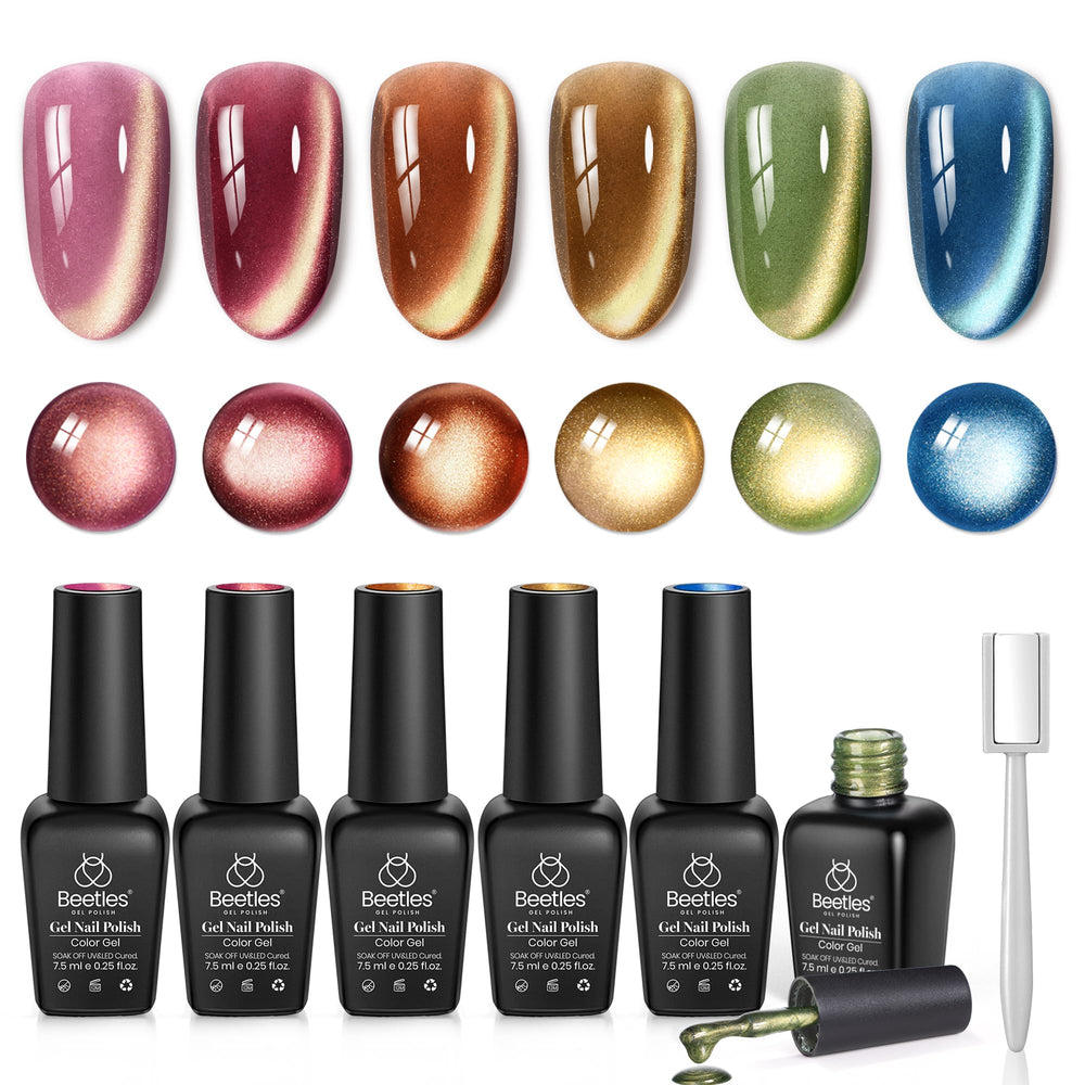 Beetles gel de uñas con efecto ojo de gato en botella dorada para estilos otoñales