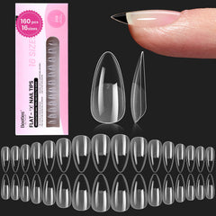 Beetles Flat-X tips almendra, 160 piezas, ajuste preciso para uñas planas