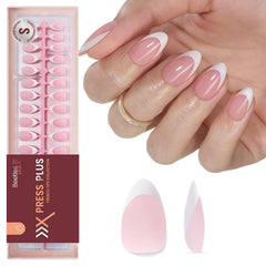 Beetles pink almond short nails for quick at‑home manicure.