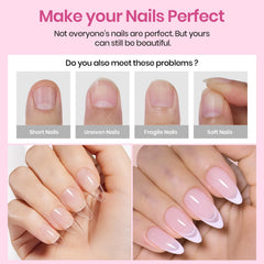 Beetles full-cover almond tips applied on nail for natural look