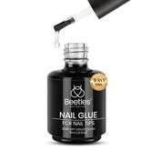 Beetles gel nail glue 9 en 1 para aplicación fácil y cobertura suave.
