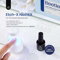 Beetles Gel Nail Kit Etch-X, lámpara de curado 9 en 1 para resultados rápidos.