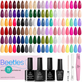 Beetles Gel Nail Polish Set swatches display 60 colors for DIY nails