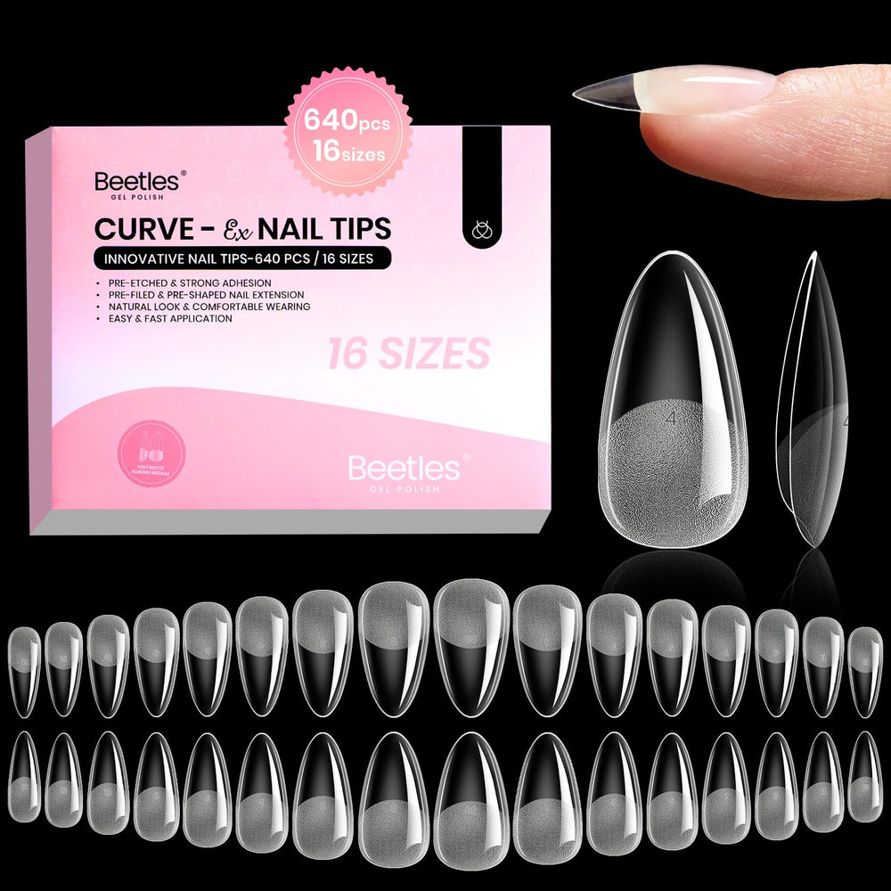 Beetles Curve-EX almendra: punta completa para uñas duraderas y seguras