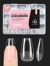 Beetles Gel Nail Tips corto ataúd pre-etchado para extensión de uñas