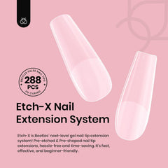 Beetles Gel Nail Tips Etch-X, 288 piezas, variedad de tallas para uñas personalizadas