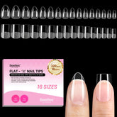 Beetles Gel Nail Tips Flat-X almendra-cuadrado corto: ajuste cómodo sin levantamiento