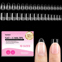 Beetles Gel Nail Tips Flat-X almendra-cuadrado corto: ajuste cómodo sin levantamiento
