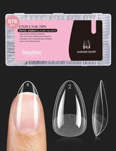 Beetles Gel Nail Tips short almond etch-X pack for quick, natural-looking length.